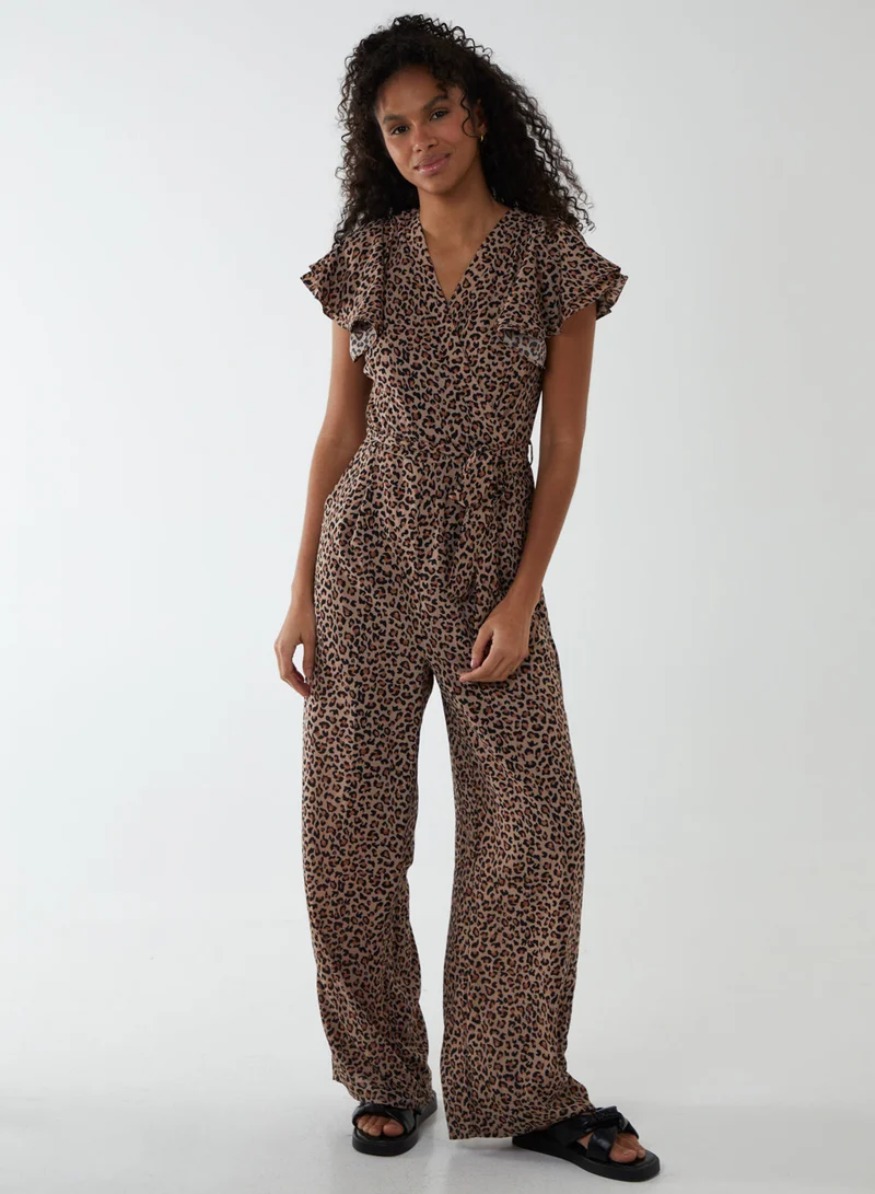 بلو فانيلا Jumpsuit With Ruffle Sleeve And Wrap Front